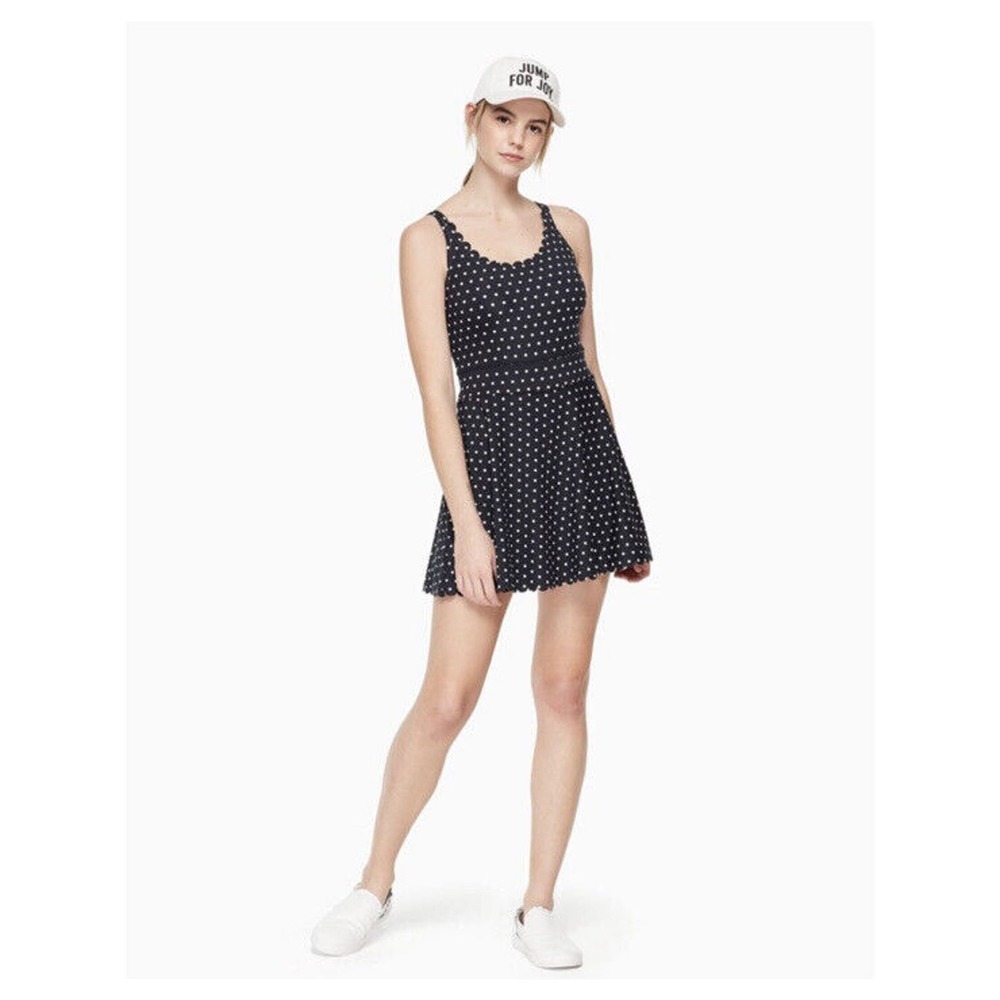 Kate Spade Black Polka Dot Scallop Tennis Dress Womens Small